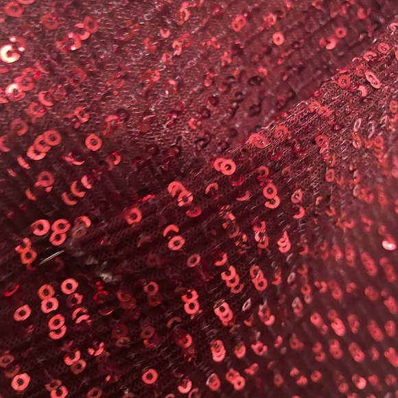 Express L maroon or burgundy sequined show girl tank top spaghetti straps lined - Picture 4 of 12